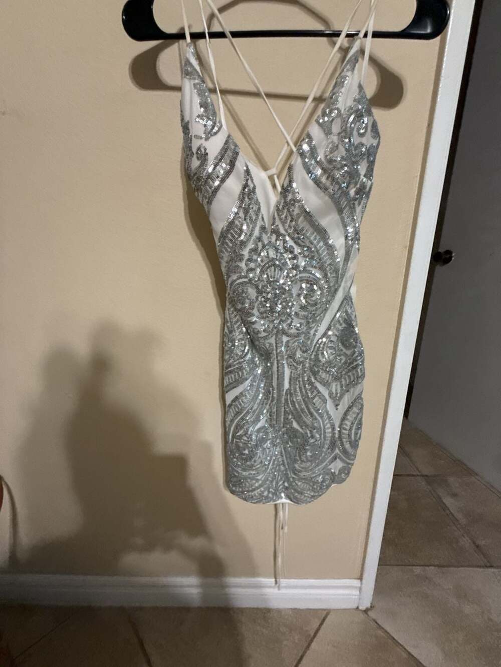 Windsor Stunning In Sequins Dress White and Silver Sequin Mini Dress
